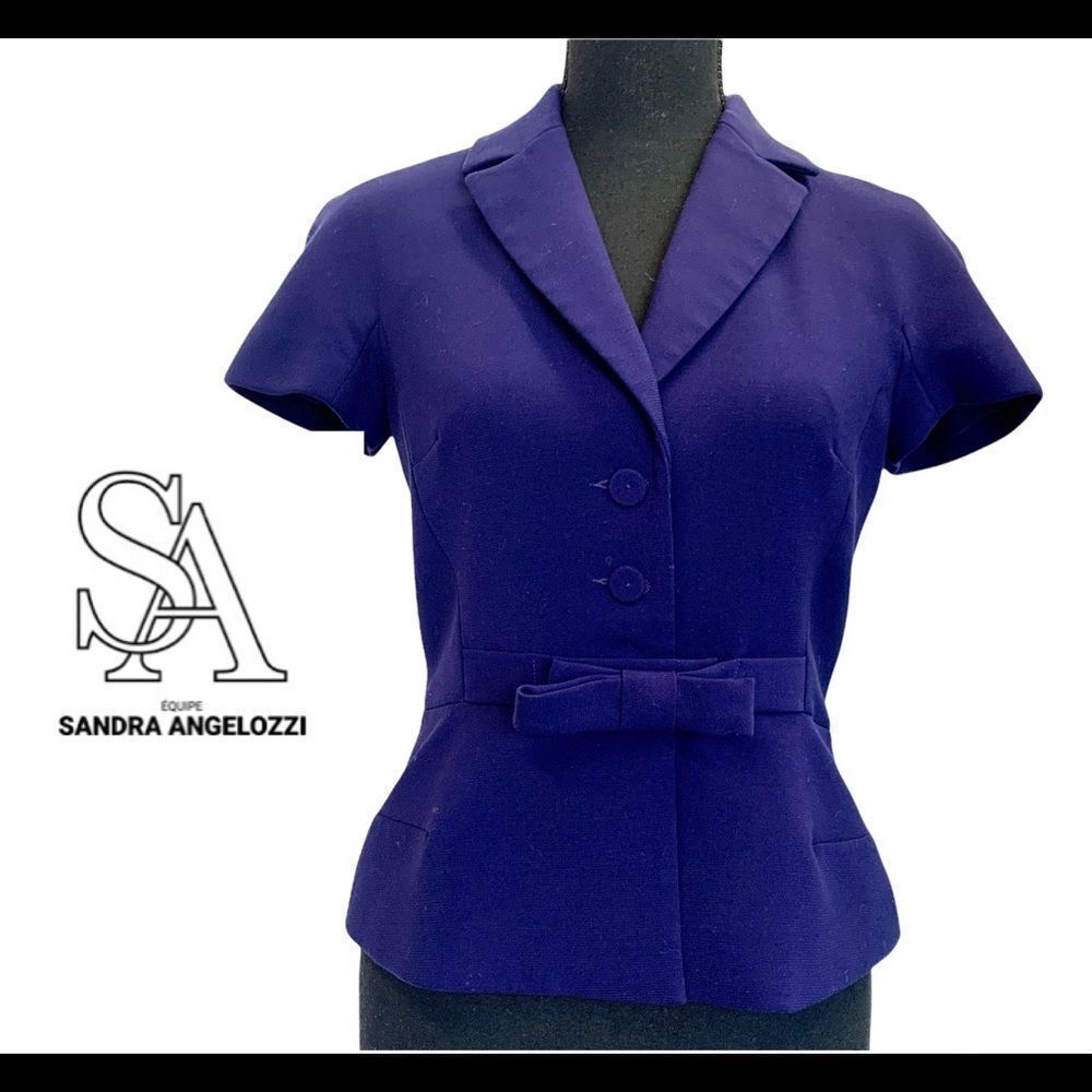 Sandra Angelozzi purple short sleeve tailored blazer size 32